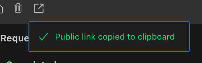 Public link copied confirmation